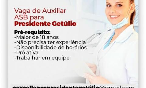 Odonto Excellence de Presidente Getúlio contrata Auxiliar de Saúde Bucal